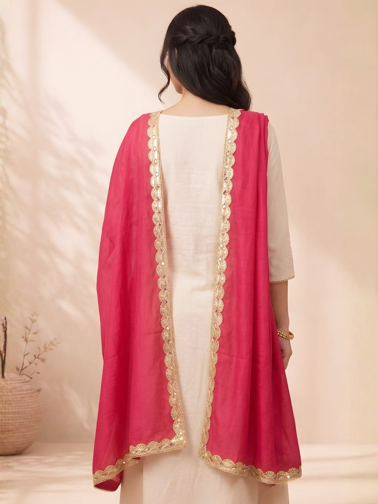 Rani Pink Chanderi Dupatta