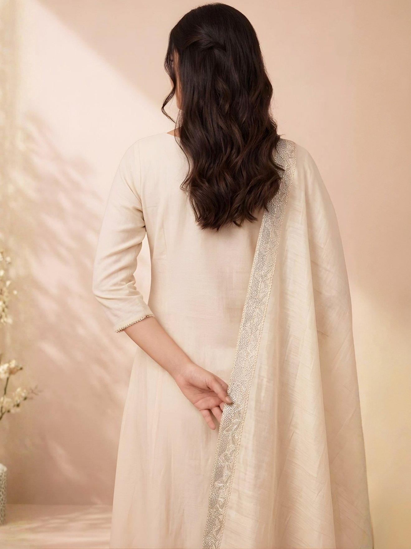 Golden Beige Tussar Dupatta