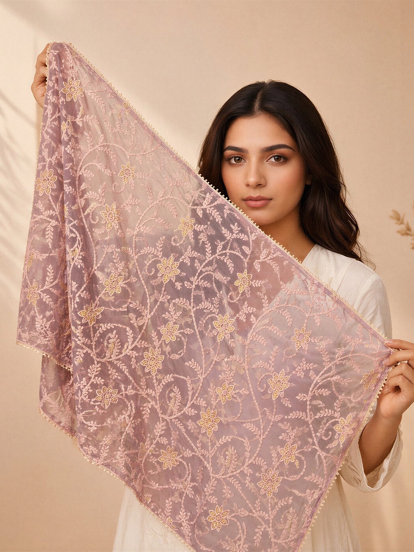 Dusty Rose Net Scarf