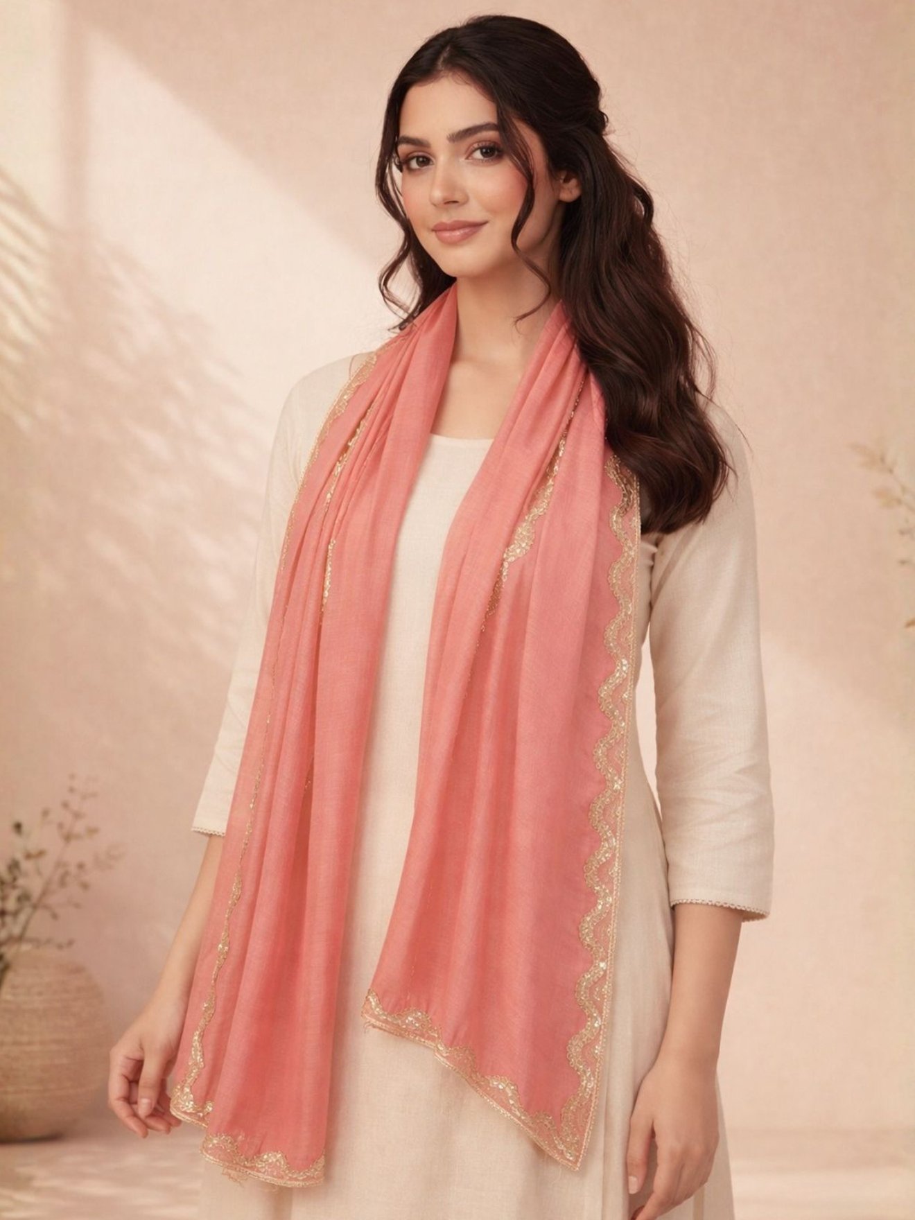 Blush Rose Scalloped Stole