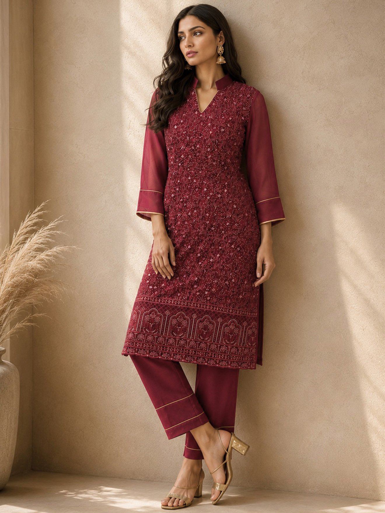 Garnet Saba Kurta Set